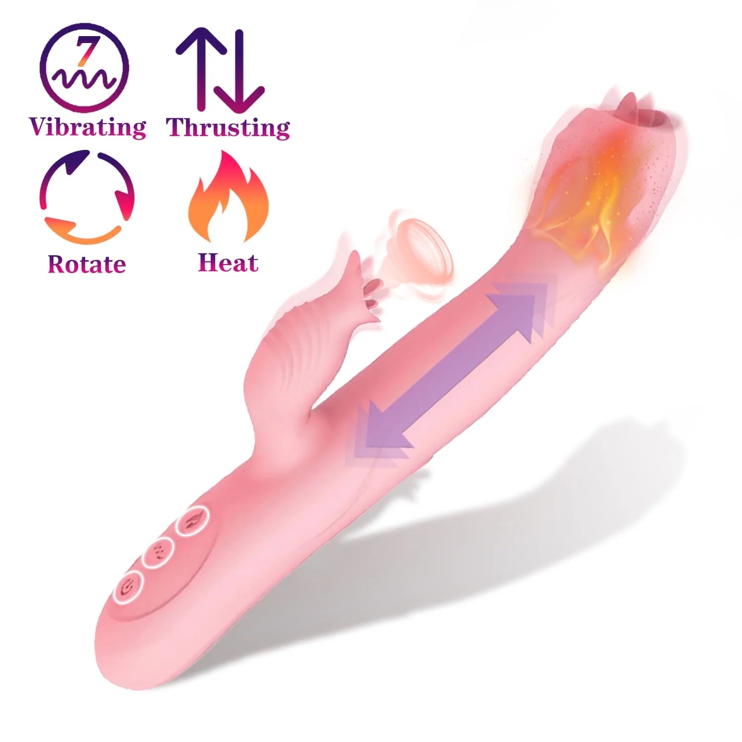 Ultimate 5-in-1 Thrusting Rabbit Vibrator - 7 Vibrations, Tongue Licking, Rotating & Heating Modes for Unmatched Pleasure! Waterproof Silicone Adult Toy for Couples