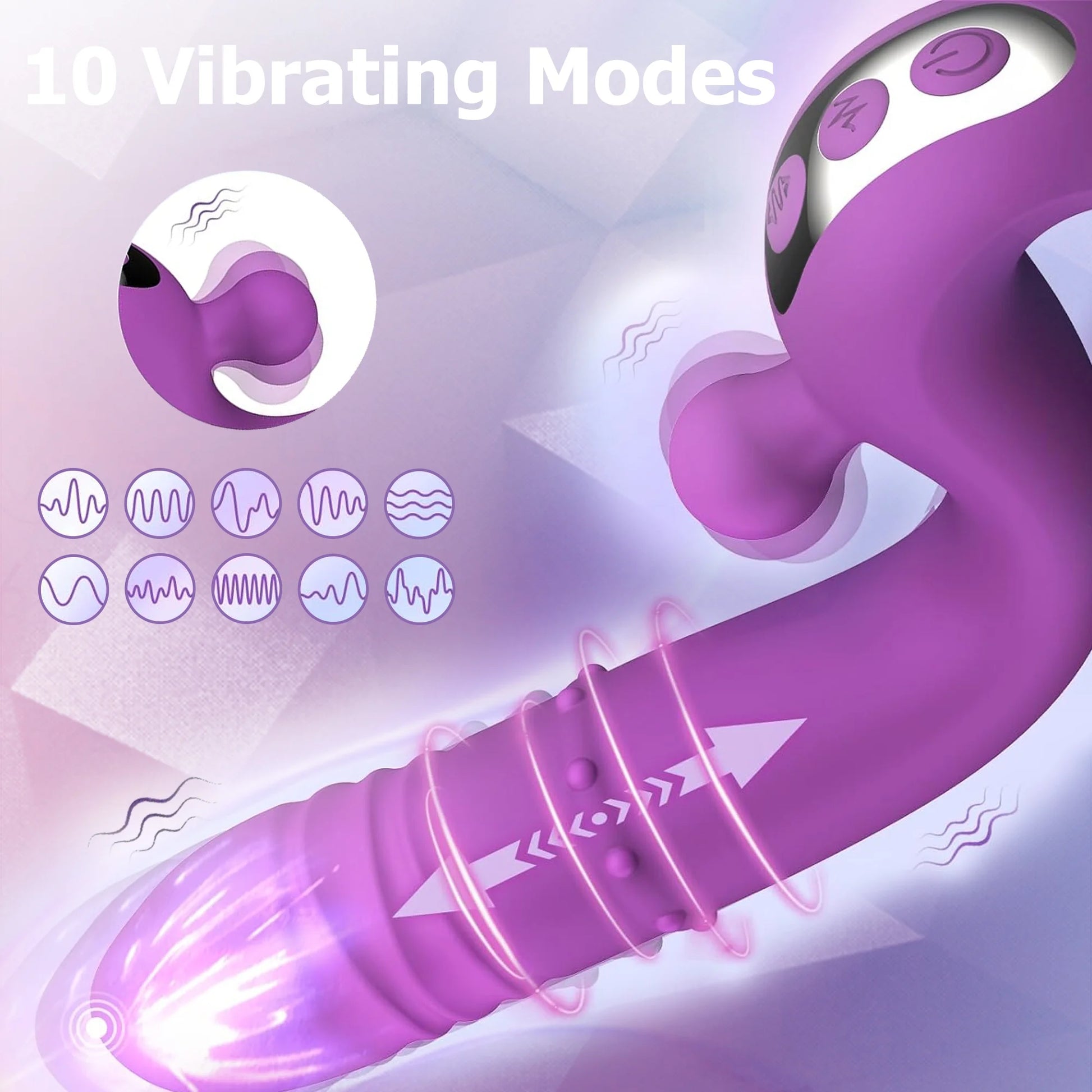 Ultimate Thrusting Vibrator for Women - Silicone Adult Toy with 10 Vibrating Modes