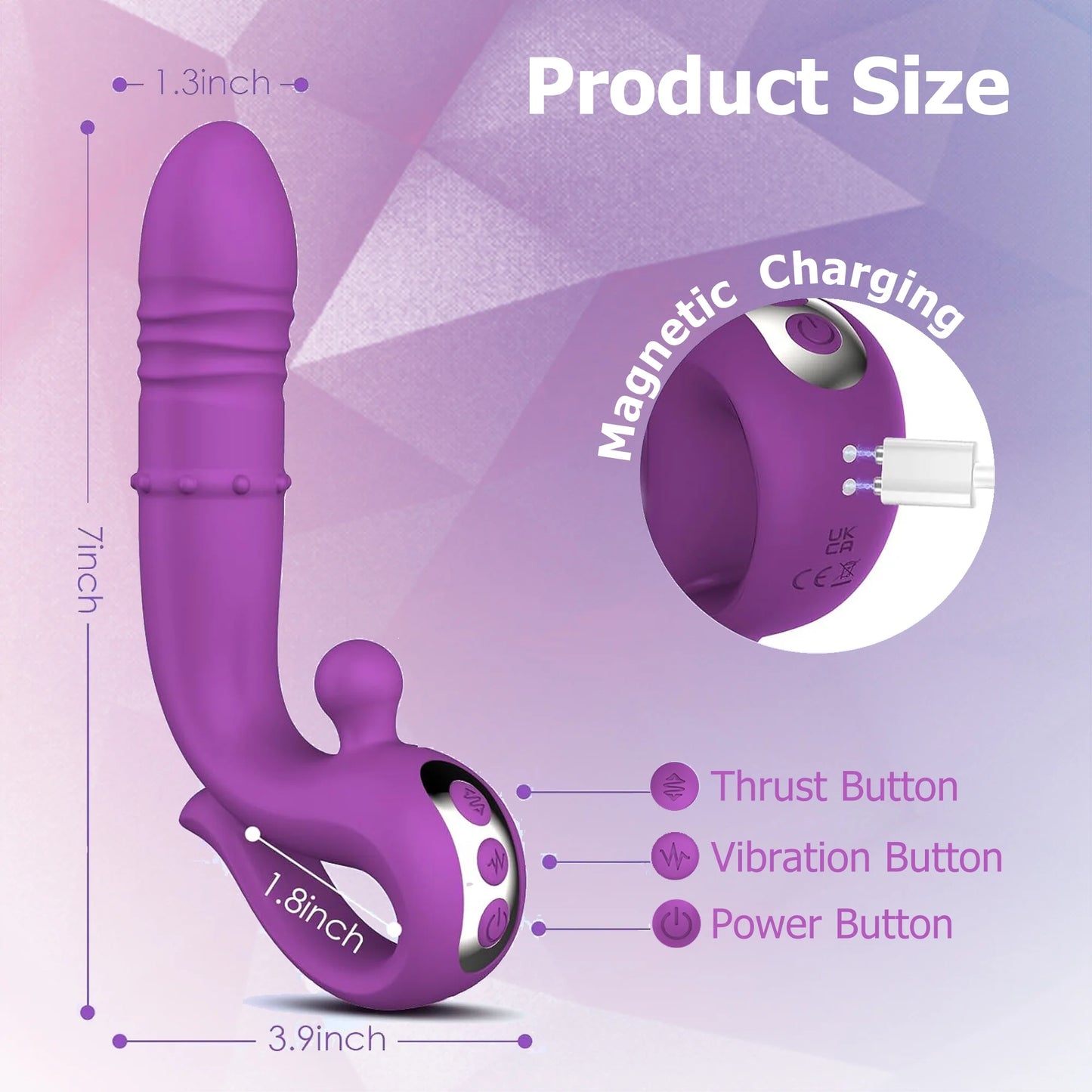 Ultimate Thrusting Vibrator for Women - Silicone Adult Toy with 10 Vibrating Modes