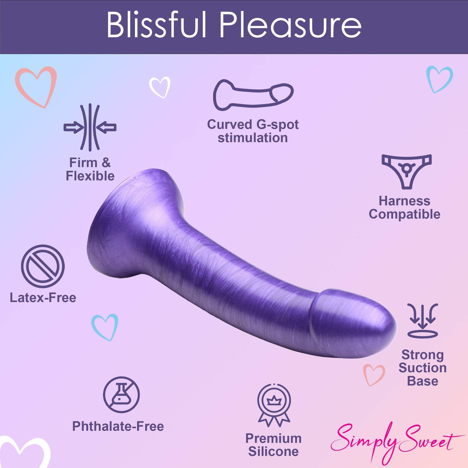 7" Metallic Silicone Dildo - Purple - Tickle My Pickle 