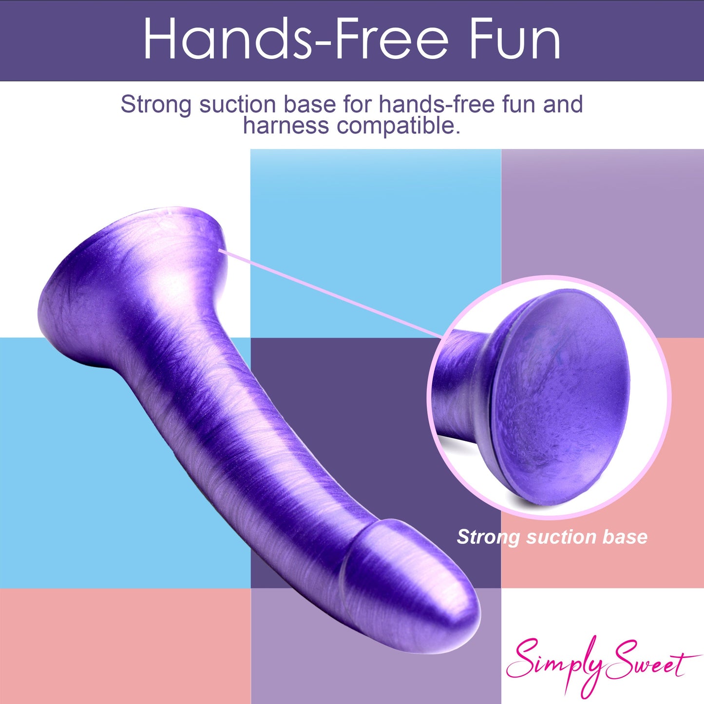 7" Metallic Silicone Dildo - Purple - Tickle My Pickle 