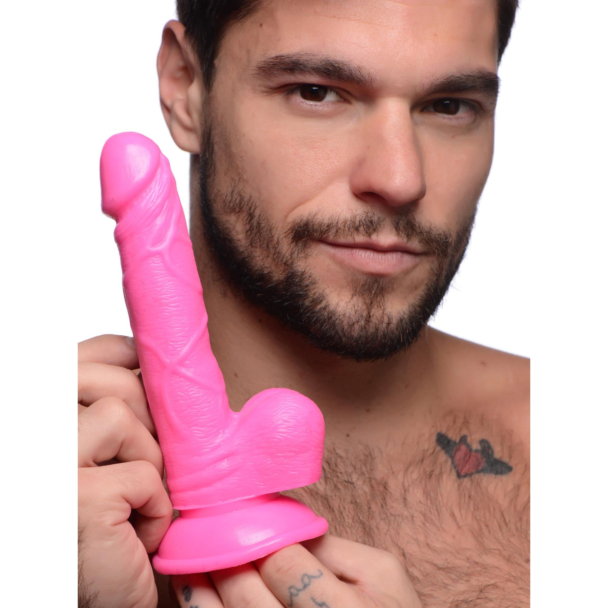 6.5" Dildo with Balls - Pink - Tickle My Pickle 