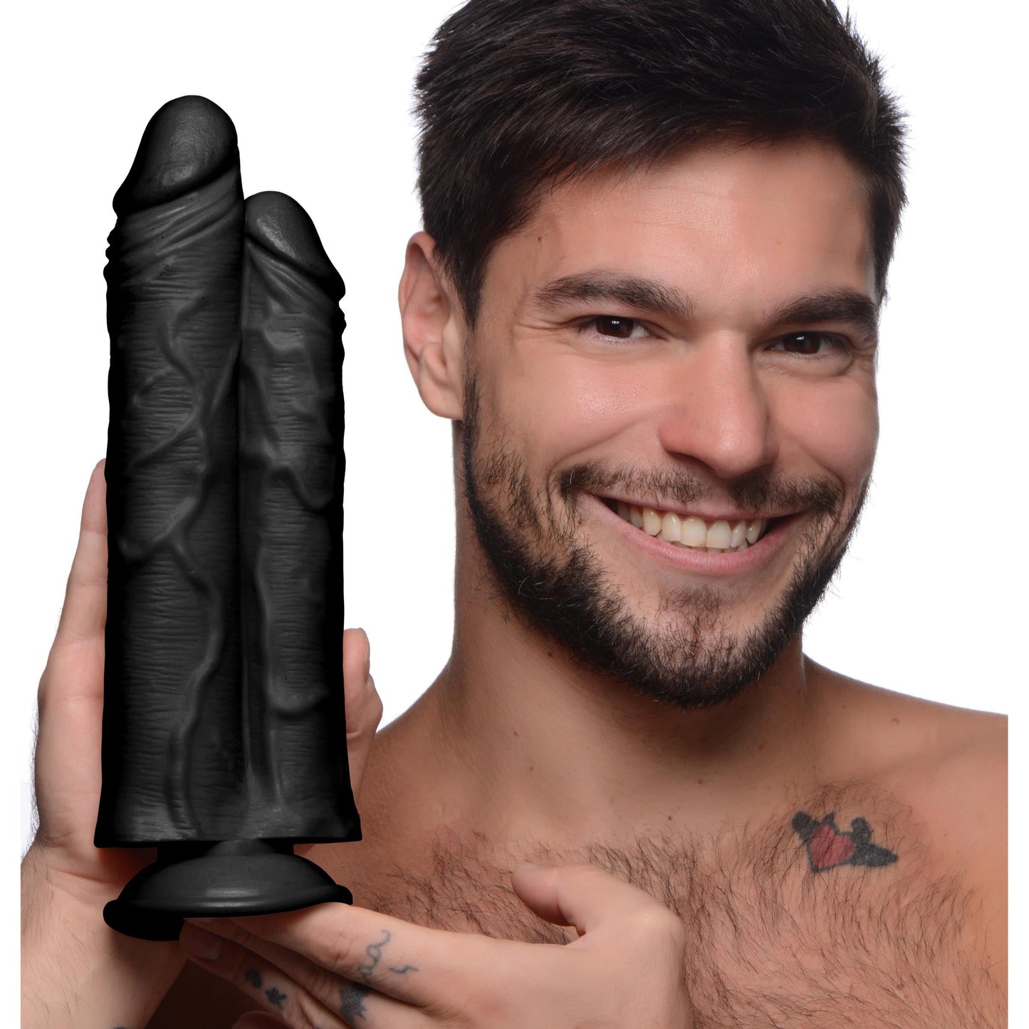 Double Stuffer 10" Double Pecker Dildo - Black - Tickle My Pickle 