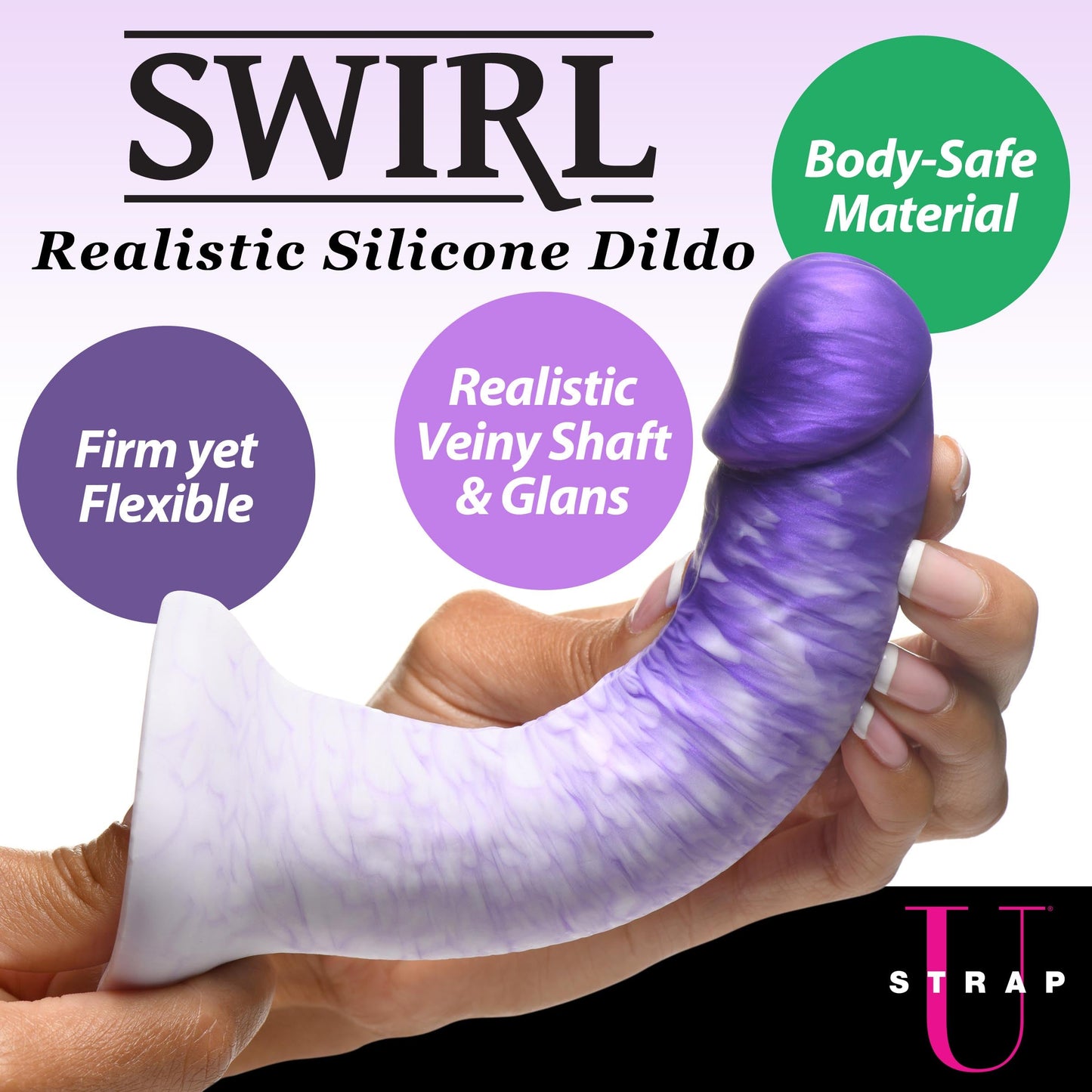 Real Swirl Realistic Silicone Dildo - Purple - Tickle My Pickle 