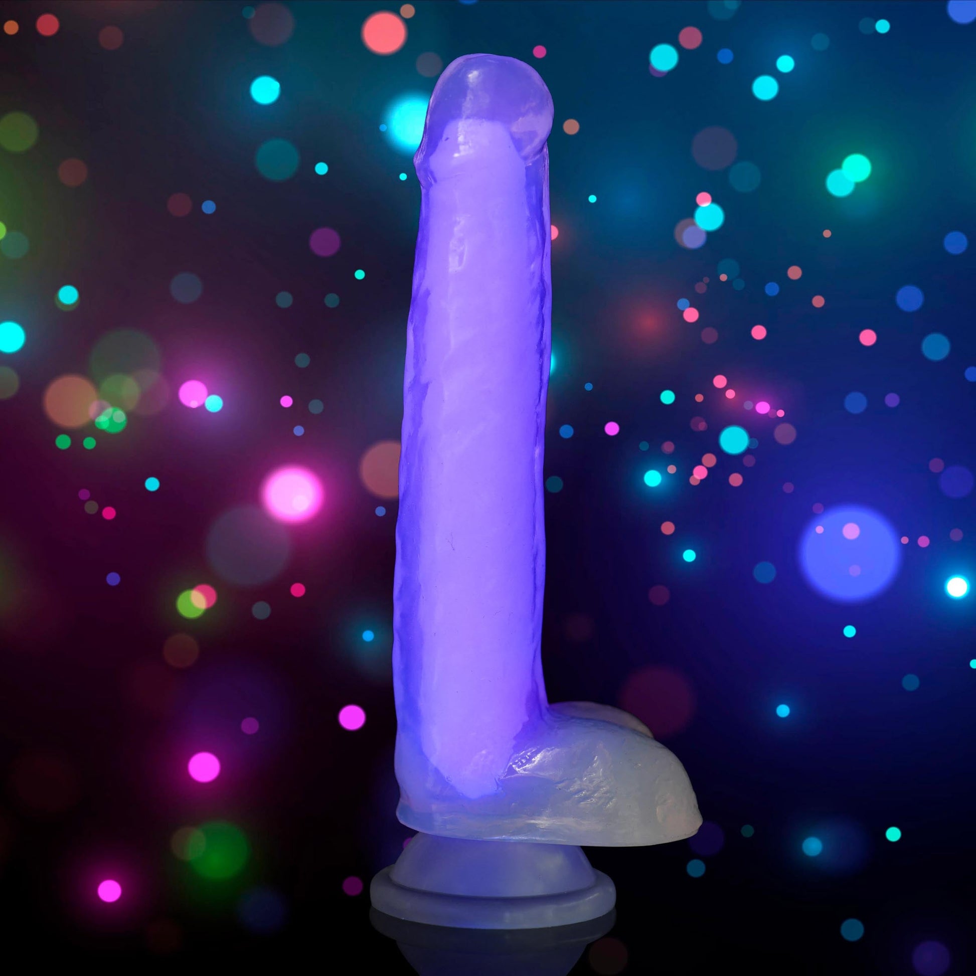 Lollicock 7" Glow-in-the-Dark Silicone Dildo w/ Balls - Purple - Tickle My Pickle 