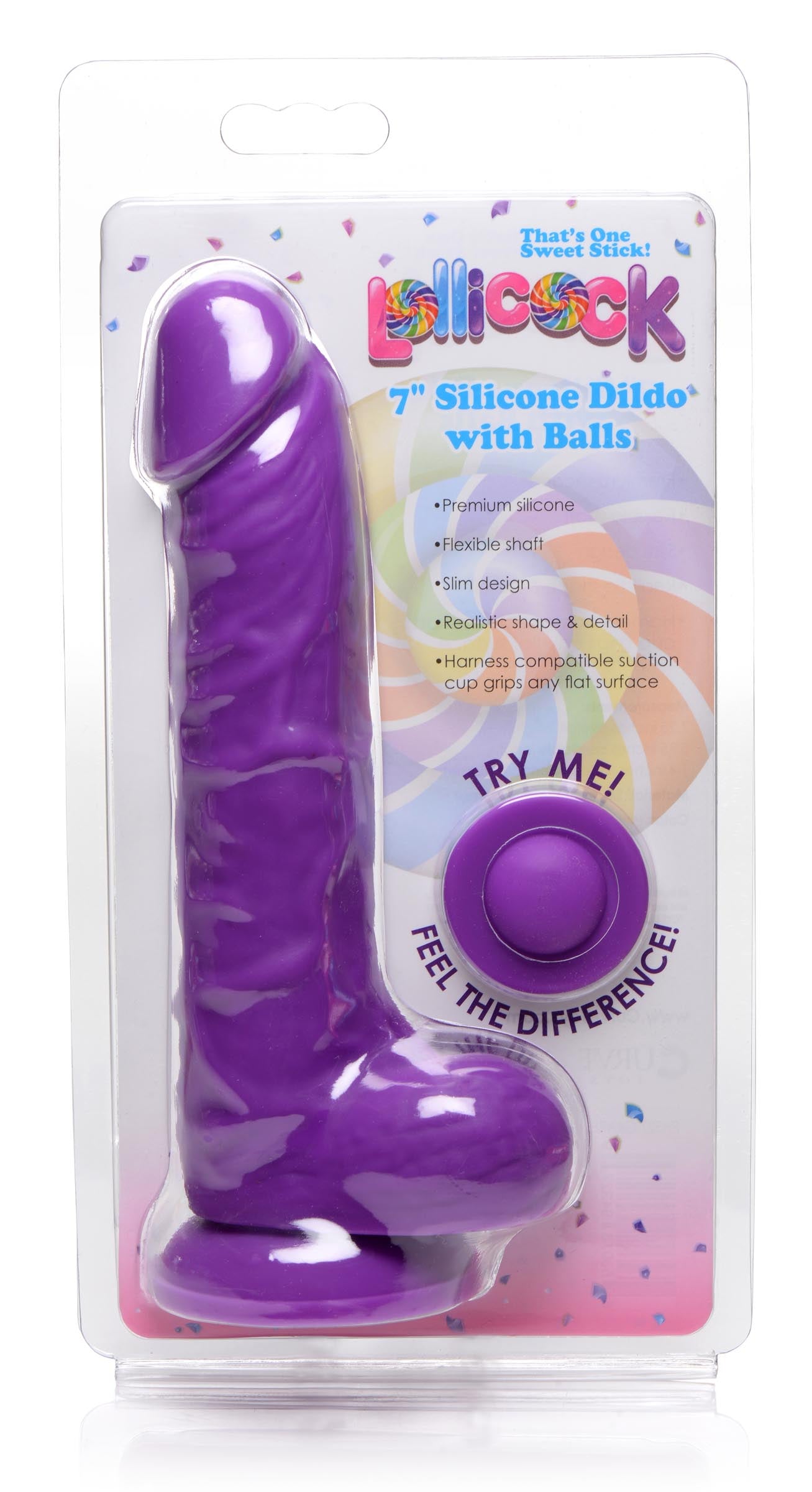 7" Silicone Dildo with Balls - Grape - Tickle My Pickle 