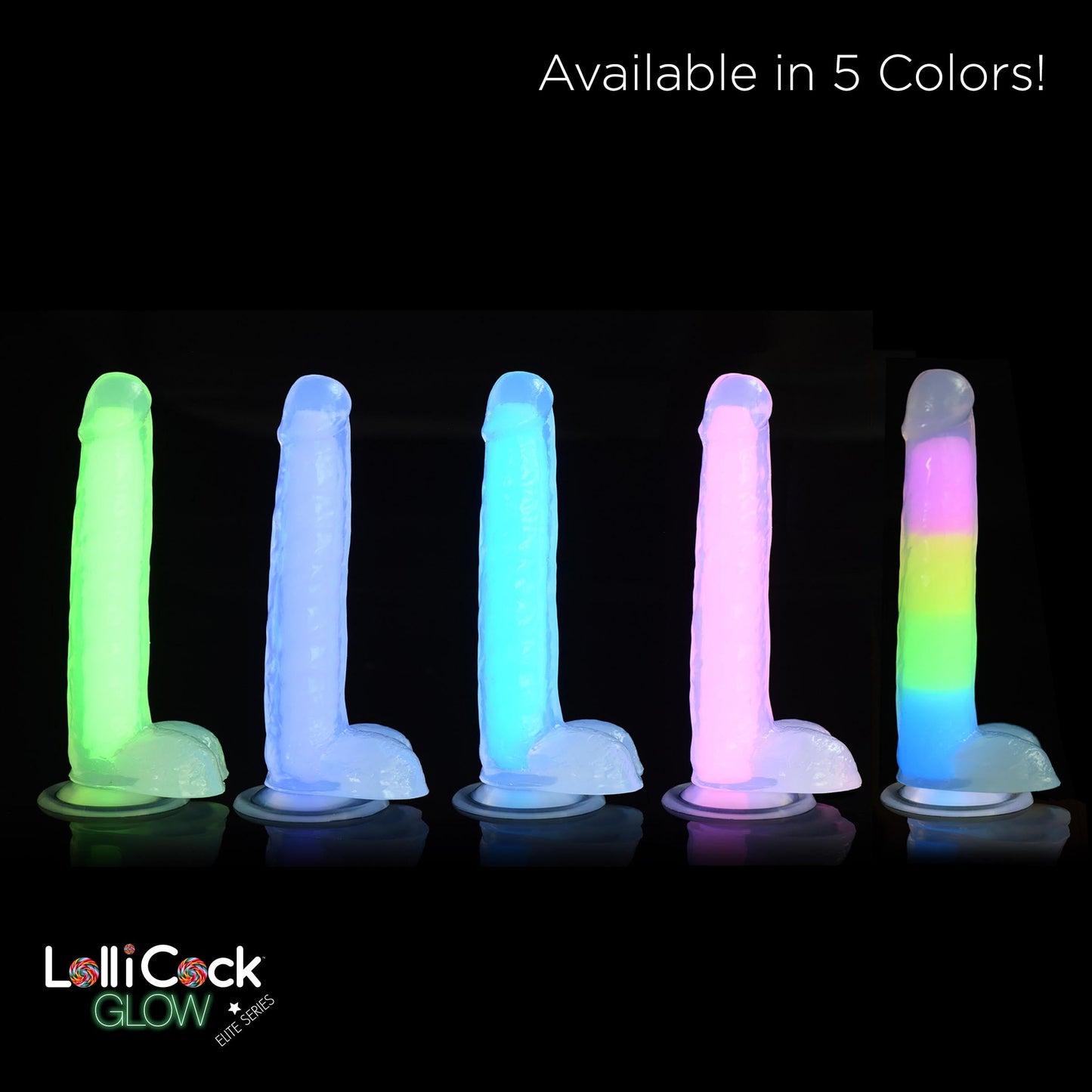 7 Inch Glow-in-the-Dark Rainbow Silicone Dildo with Balls - Tickle My Pickle 