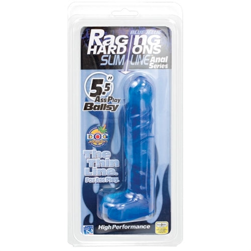 Raging Hard Ons Slimline Anal Series 5.5 Inch Ass Play Ballsy - Blue - Tickle My Pickle 