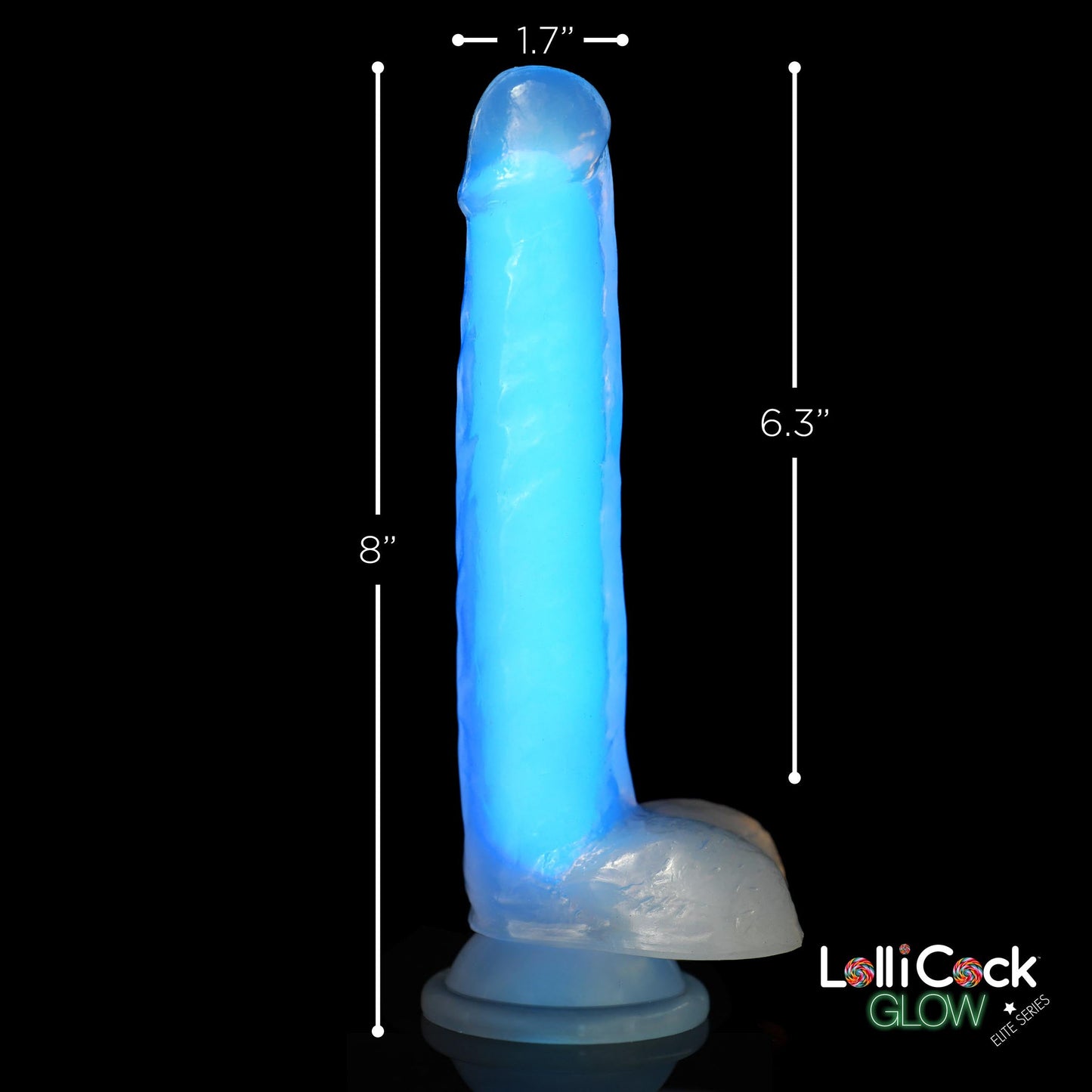 Lollicock 7" Glow-in-the-Dark Silicone Dildo w/ Balls - Blue - Tickle My Pickle 