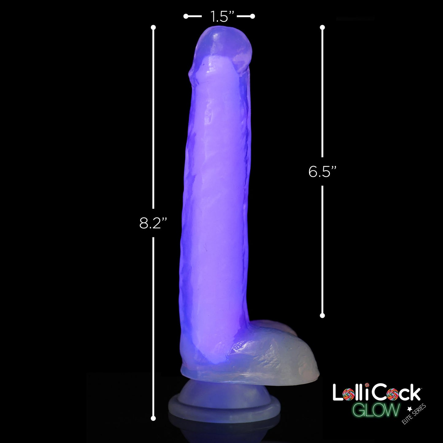 Lollicock 7" Glow-in-the-Dark Silicone Dildo w/ Balls - Purple - Tickle My Pickle 