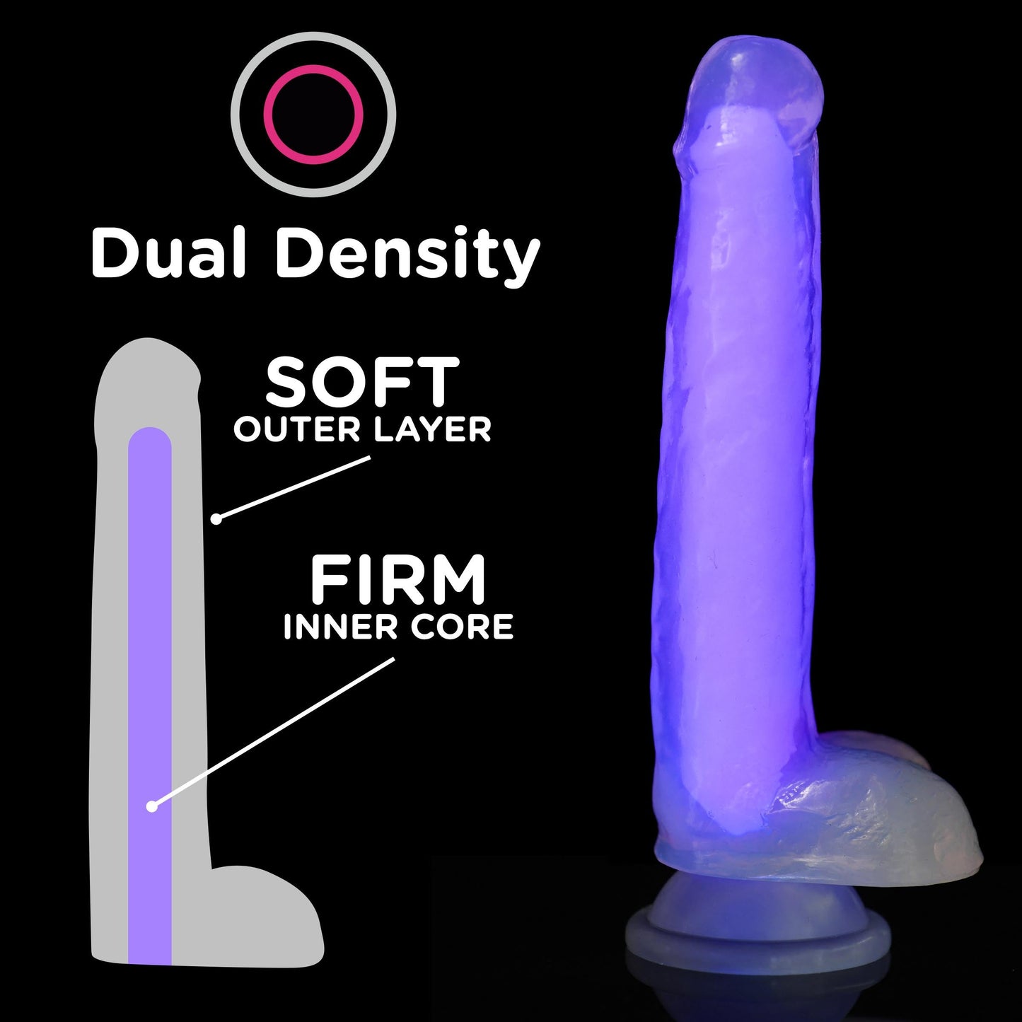 Lollicock 7" Glow-in-the-Dark Silicone Dildo w/ Balls - Purple - Tickle My Pickle 